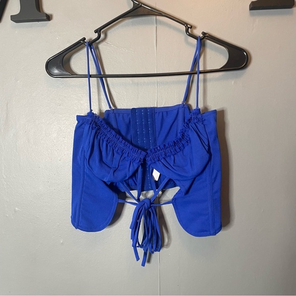 URBAN OUTFITTERS Out From Under BUSTIER CORSET TIE TOP electric blue size medium - Picture 2 of 7